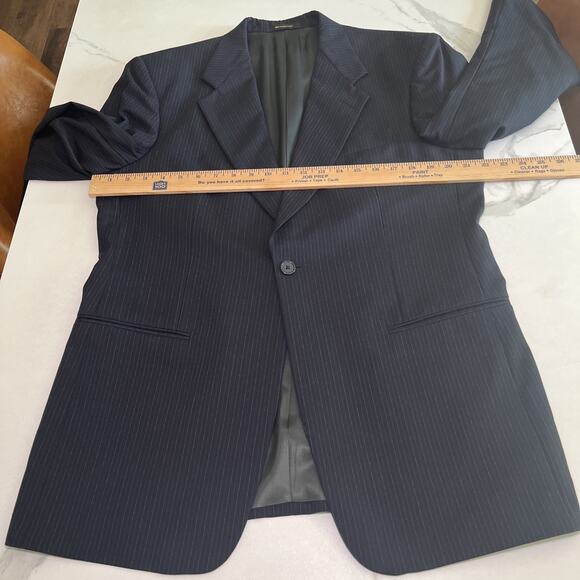 Vintage Givenchy Monsieur Blazer 40R Wool Navy Blue Pinstripe USA Sport Coat - Picture 4 of 14